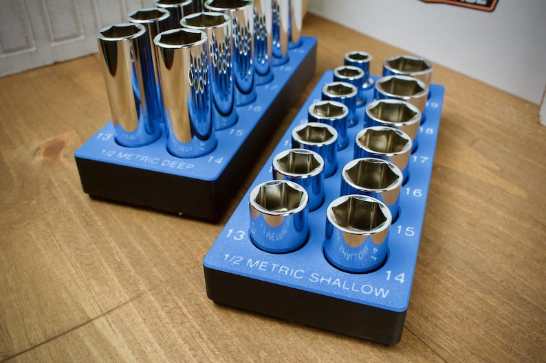 ICON 1/2" Magnetic Socket Organizer | Gridfinity Tool Holder | SAE & Metric Tray | 3D Printed | Mechanic Garage Toolbox Storage image 8