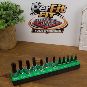 Organizador magnético de vasos TORX® ICON de 1/4 pulg. y 3/8 pulg. / Soporte para herramientas Gridfinity / Bandeja / Caja de herramientas para mecánicos de garaje impresa en 3D