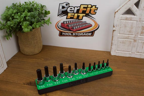 ICON 1/4 in 3/8 in Drive TORX® Bit Magnetic Socket Organizer | Gridfinity Tool Holder | Tray | 3D Printed Garage Mechanics Toolbox Storage