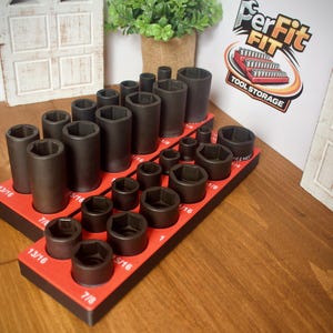 ICON 1/2"Wickelmagnet | Gridfinity Werkzeughalter | SAE & Metric Tablett | 3D Gedruckt | Mechaniker Werkstatt Werkzeugkasten Aufbewahrung