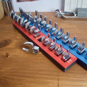 ICON Krähenfuß Magnetischer Schraubenschlüssel-Sockel Organizer | Gridfinity Werkzeughalter | SAE & Metric Tablett | 3D Gedruckt | Mechaniker Werkstatt Toolbox Lagerung