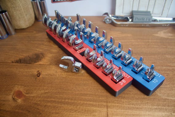 ICON Crows Foot Magnetic Wrench Socket Organizer | Gridfinity Tool Holder | SAE & Metric Tray | 3D Printed | Mechanic Garage Toolbox Storage