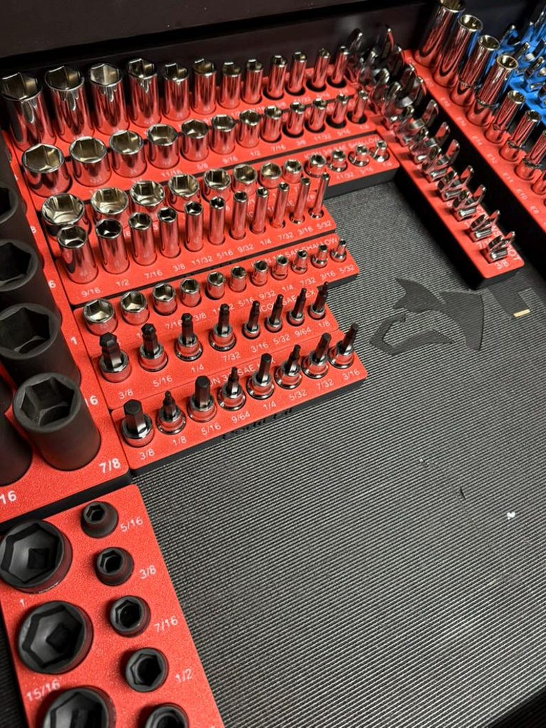 ICON 1/2" Magnetic Socket Organizer | Gridfinity Tool Holder | SAE & Metric Tray | 3D Printed | Mechanic Garage Toolbox Storage image 10