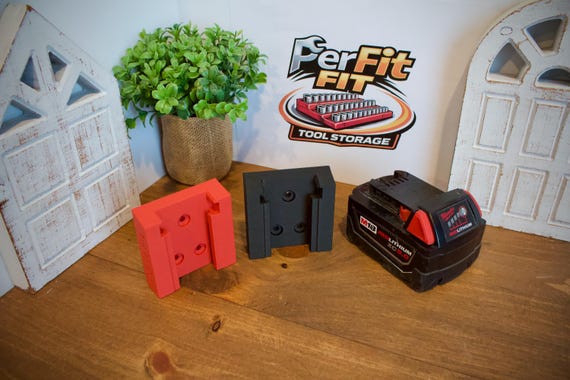 Milwaukee M18 Battery Holder | Under Cabinet Mount | Shelf Mount | 3D Printed Battery Storage | Garage Tool Organizer | Drill Battery Rack