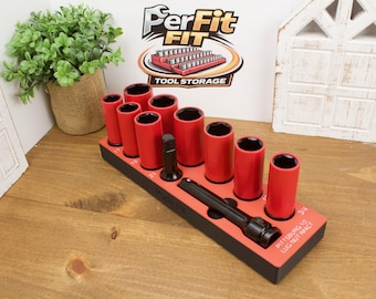 PITTSBURGH PRO 1/2" Lug Nut Impact Socket Organizer | 11pc Super High Torque Holder | Magnetic Gridfinity Tray | 3D Printed Toolbox Storage