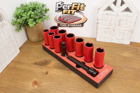 PITTSBURGH PRO 1/2" Lug Nut Impact Socket Organizer | 11pc Super High Torque Holder | Magnetic Gridfinity Tray | 3D Printed Toolbox Storage