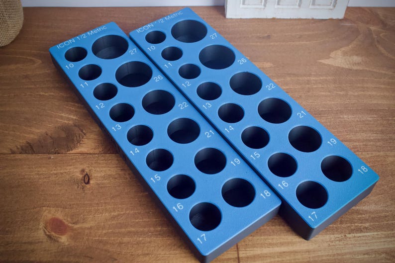 Magnetyczny organizer na nasadki udarowe ICON 1/2" | Uchwyt na narzędzia Gridfinity | Tacka SAE i metryczna | Druk 3D | Przechowywanie w skrzynce narzędziowej w garażu mechanika zdjęcie 4