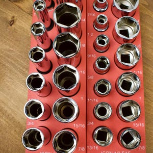 ICON 1/2" Magnetic Socket Organizer | Gridfinity Tool Holder | SAE & Metric Tray | 3D Printed | Mechanic Garage Toolbox Storage image 5
