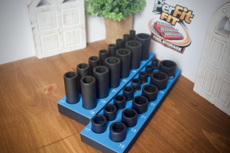 Magnetyczny organizer na nasadki udarowe ICON 1/2" | Uchwyt na narzędzia Gridfinity | Tacka SAE i metryczna | Druk 3D | Przechowywanie w skrzynce narzędziowej w garażu mechanika zdjęcie 6