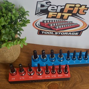 ICON Hex Bit magnetischer Sockel Organizer | Gridfinity Werkzeughalter | SAE & Metric Tablett | 3D gedruckte Garage Toolbox Lagerung für Mechanik Set