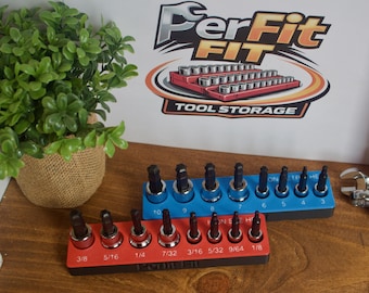 Magnetyczny organizer na nasadki sześciokątne ICON | Uchwyt na narzędzia Gridfinity | Tacka SAE i metryczna | Przechowywanie narzędzi w garażu, druk 3D | Zestaw dla mechanika