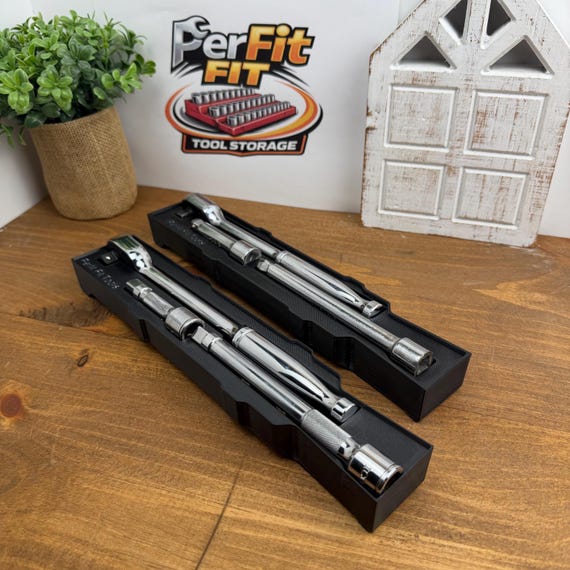 ICON 3/8 Ratchet and Extension Packout Insert | G1 & G2 Options | Milwaukee Compact Packout Organizer | 3D Printed Tool Tray Storage