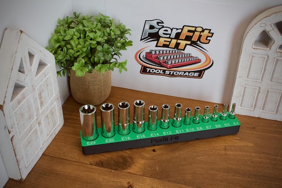 ICON E-Torx Magnetic Socket Organizer | Gridfinity Tool Holder | External Torx Storage Tray | 3D Printed | Mechanic Garage Toolbox Storage