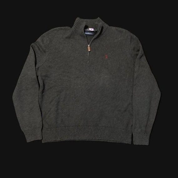 Polo Ralph Lauren, Polo Ralph Lauren Grey knit quarter zip cotton vintage 90s preppy L/23.5