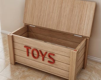 Plan för bänk för leksaksförvaring | Modern kista, träbearbetningsplaner (digital nedladdning)