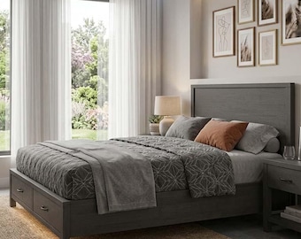 Queen Size Platform Bed with Storage Drawers – DIY Woodworking Plan (Digital Download)