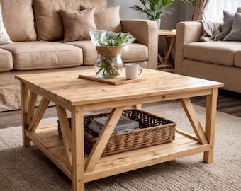 Farmhouse Coffee Table Plans | Easy DIY Build with Minimal Tools-Furniture build plans | PDF Download