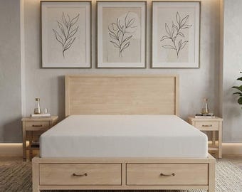 Queen Size Platform Bed Plan, DIY Storage Drawers, Minimalist Woodworking Frame (Digital Download)