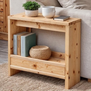 Slim Pine Side Table Woodworking Plans | Narrow Sofa Table (PDF Download)