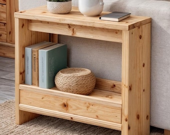 Slim Pine Side Table Woodworking Plans | Narrow Sofa Table (PDF Download)