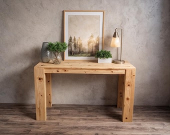 Chunky Leg Console Table Plan, DIY Wooden Cabinet Media Console Woodworking PDF