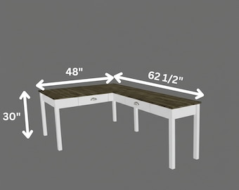 L-Shaped Corner Desk Woodworking Plan: Farmhouse Office Build (PDF Download)