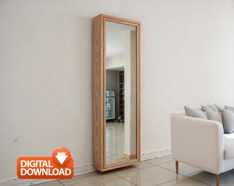 Full Length Mirror with Sliding Storage Cabinet – DIY Woodworking Plans for Stylish Hidden Storage & Modern Home Decor