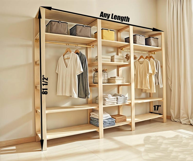 Modern Closet Shelves Plans, Coat Rack, Woodworking Wardrobe, Hanger ...