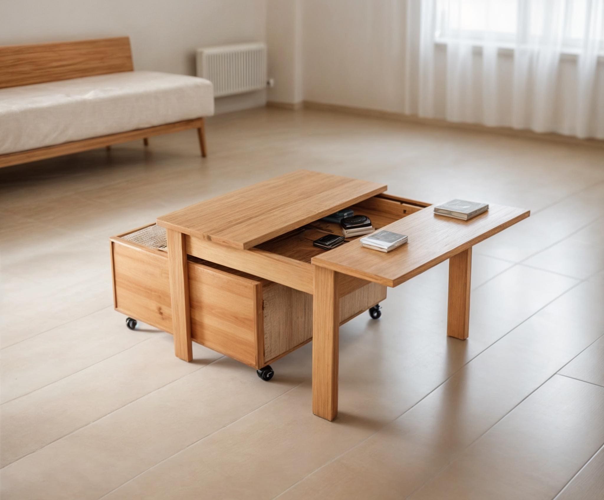 Plano de mesa de centro: Mesas de centro extensibles, almacenamiento oculto, planos de carpintería (Descarga en PDF)