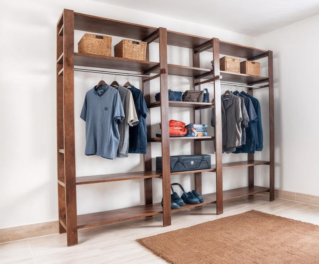 DIY Closet Shelf Plan, Clothes Organizer Wood Clothing Rack ...