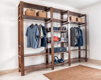 DIY Closet Shelf Plan, Clothes Organizer Wood Clothing Rack, Woodworking Plans (PDF Download)