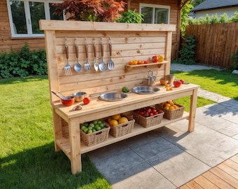 DIY Kids Mud Kitchen Plans: Outdoor Wooden Play Kitchen (Digital Download)