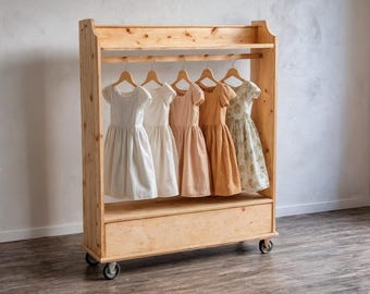 Kids Rolling Dress-Up Rack Plan, Cloth Hanging Plan, Woodworking Plans (PDF Download)