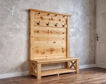 Mudroom Hall Tree Plans | Entryway Hall Tree, Woodworking Plans, DIY Entryway Bench with Storage (PDF Download)