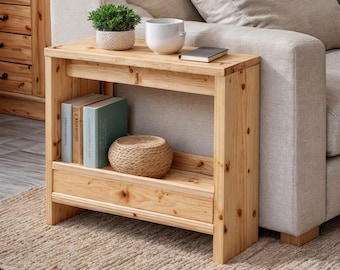 Smalt sidobord i furu Träbearbetningsplaner | Smalt soffbord (PDF-nedladdning)