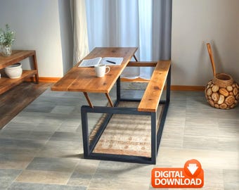 Planos para mesa de centro flotante / Guía de construcción moderna en madera (Descarga en PDF)