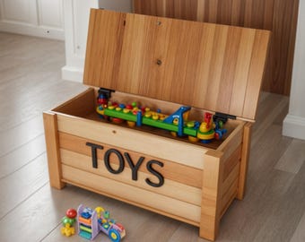 Plano de banco de almacenamiento de juguetes infantiles: Cofre de almacenamiento con tapa, planos de carpintería (descarga en PDF)