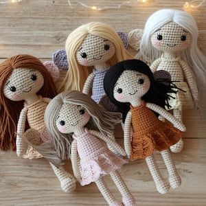 5-i-1 virkad docka med älvor, amigurumi-docka i PDF-format, direktnedladdning