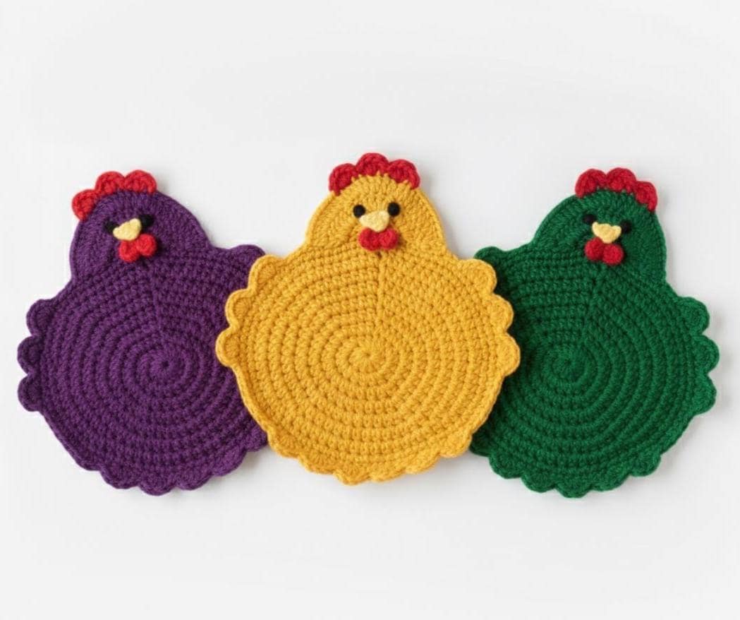 Easy Farmhouse Chicken Potholder Crochet Pattern