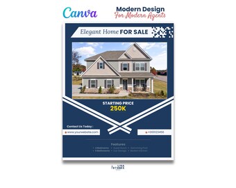 Luxury Real Estate Poster | Modern House Listing Template | Canva | Agent Branding