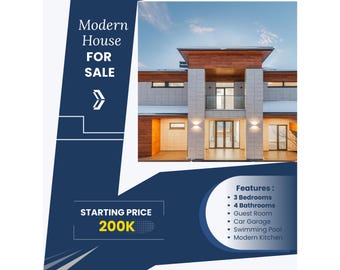 Modern Real Estate Flyer | Luxury Property Marketing Template | Canva Editable