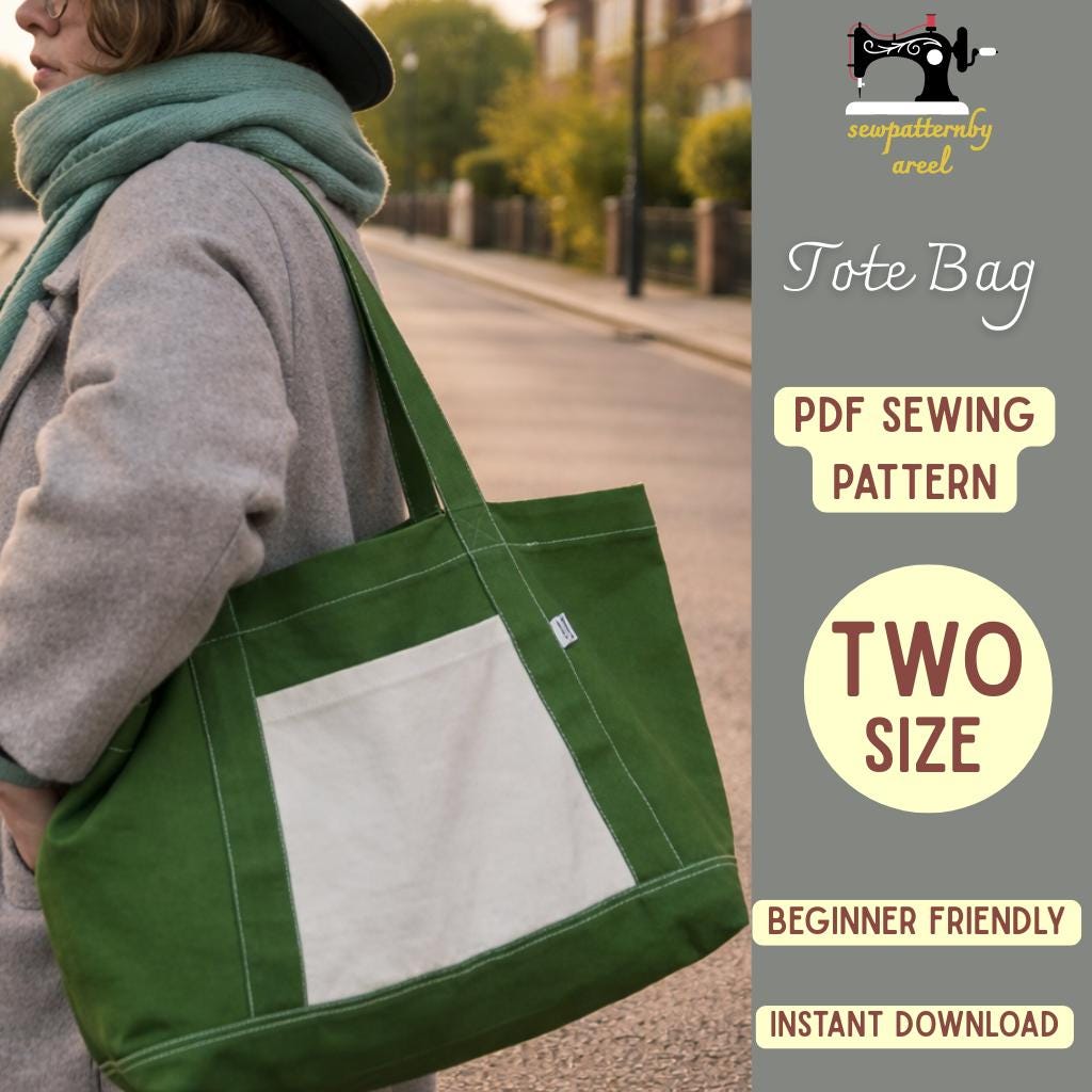 Tote Bag Pdf Sewing Pattern | Beginner Friendly, Two Sizes (instant ...