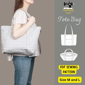 Tote Bag Sewing Pattern | Beginner Friendly, Two Sizes (PDF Pattern)
