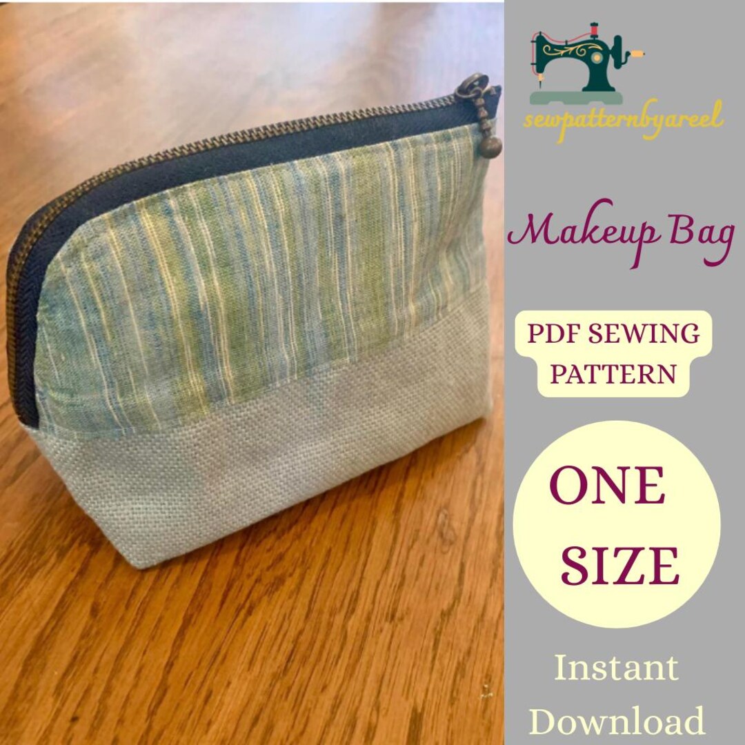 Makeup Zipper Pouch Sewing Pattern PDF | Easy Cosmetic Bag Pattern ...