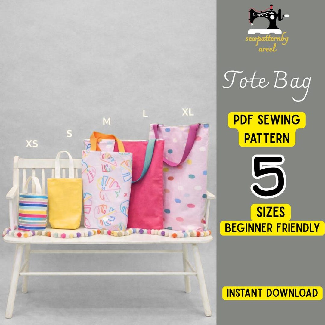 Lined Tote Bag Sewing Pattern | 5 Sizes XS-XL (digital Download) - Etsy