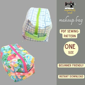Boxy Pouch Sewing Pattern PDF | Easy Zipper Makeup Bag Pattern | Digital Download