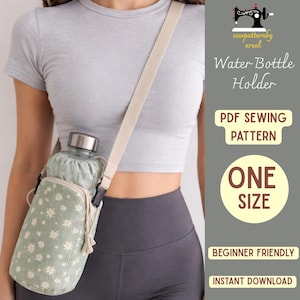 Water Bottle Holder Sewing Pattern PDF | Crossbody Bottle Bag (Instant Download)
