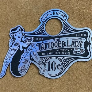 CUSTOM Vintage Style TATTOOED LADY Door Peep Hole Cover Plate