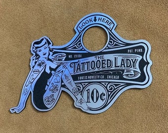 CUSTOM Vintage Style TATTOOED LADY Door Peep Hole Cover Plate