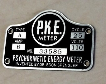 Custom GHOSTBUSTERS P.K.E. METER Specifications Data Plate Prop Serial PKE